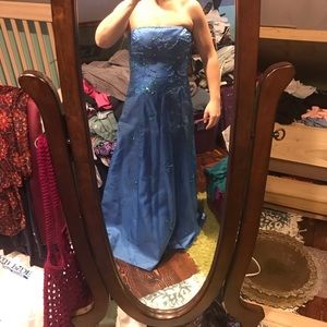 Formal dress: sequin/shimmers, strappy back. Will need steamed